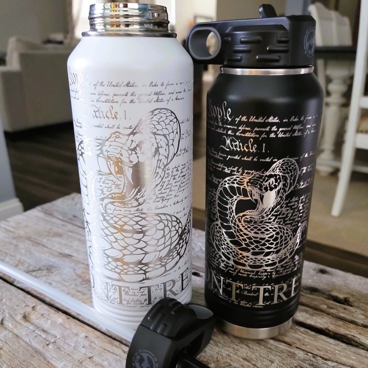 Patriotic insulated bottle with full wrap design, We the People, 2nd Amendment, Liberty bottle, customized laser engraved design - Microstep Customs