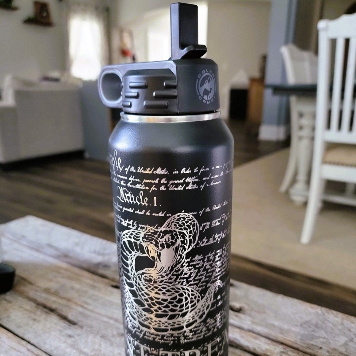 Patriotic insulated bottle with full wrap design, We the People, 2nd Amendment, Liberty bottle, customized laser engraved design - Microstep Customs