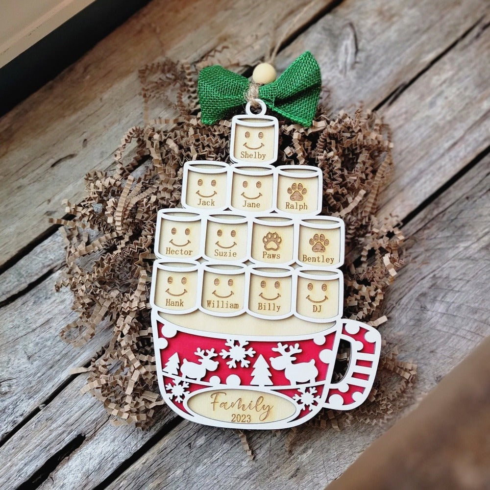 Personalized large family Christmas ornament with up to 12 names! - Microstep Customs