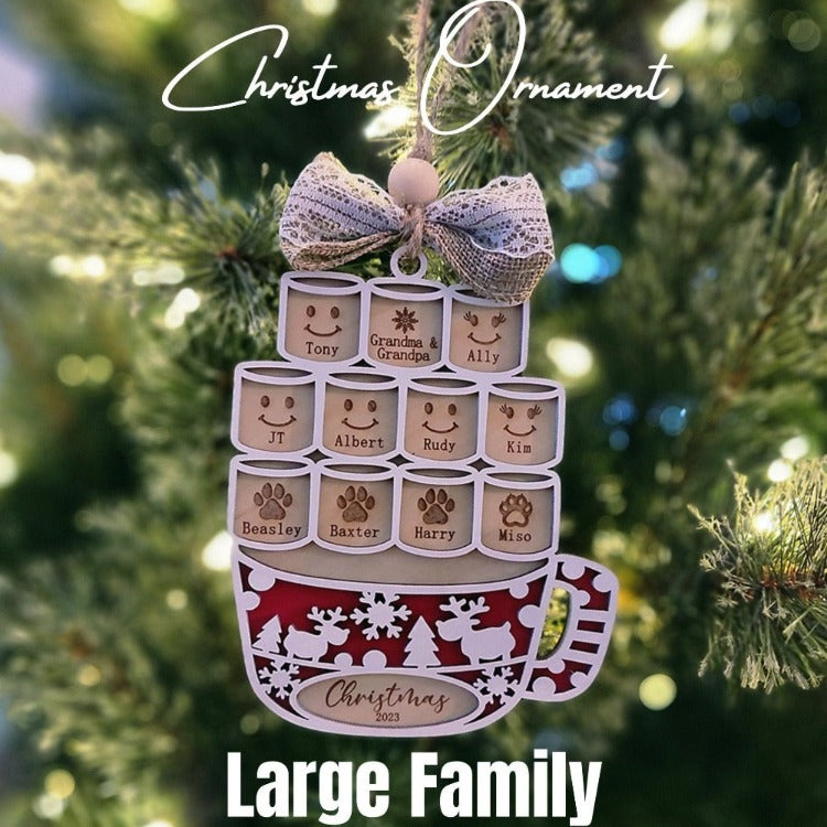 Personalized large family Christmas ornament with up to 12 names! - Microstep Customs