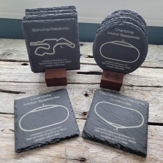 Stock Car racing gift slate coaster set - Microstep Customs