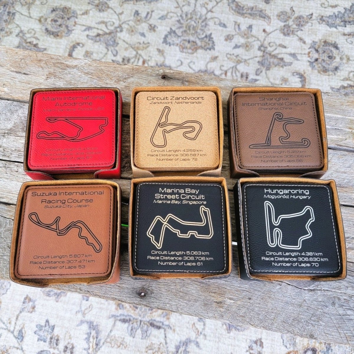 World Championship series leatherette gift coaster set - Microstep Customs